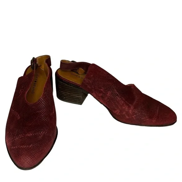 Lucky Brand Lideton Snakeskin Leather Slingback Mules 9.5M - Picture 2 of 11